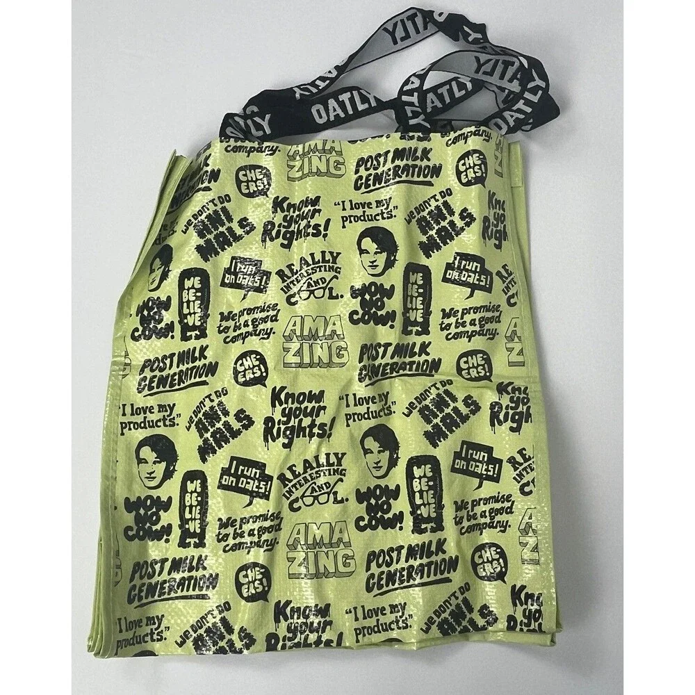 Shopping Tote Lot 2 Reusable Market Shopper Bags Dual Strap Carryall Oatly 14x12